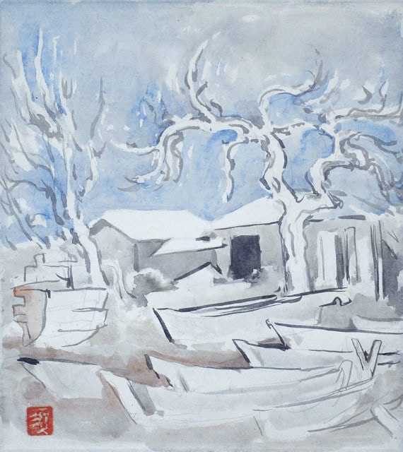 Suda Kunitaro Painting Scroll Boat Basin Japanese Art Original Hanging Scroll: Suda Kunitaro Painting Scroll Boat Basin Japanese Art Original Hanging Scroll Item Specifics: Artist: Kunitaro Suda Subject: Harbor Landscape Material: Ink and Color on Paper Style: Japanese Year Of P