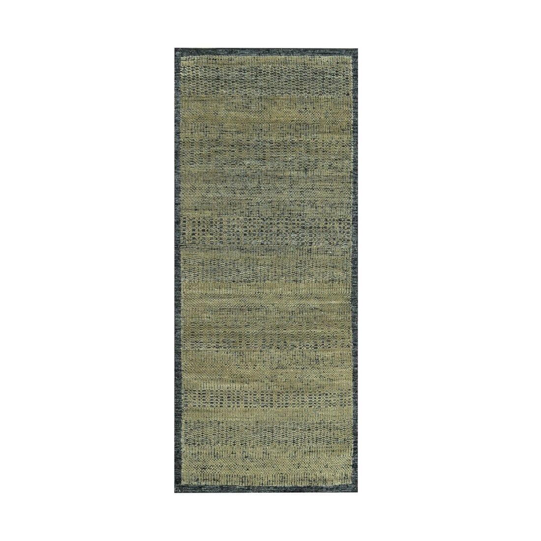 Hand Knotted Runner Rug 2'7"x6'1" Brown Pure Wool Oxidized Grass Design: Hand Knotted Runner Rug 2'7"x6'1" Brown Pure Wool Oxidized Grass Design Hand-knotted with pure wool, this modern runner rug boasts an oxidized grass design in rich brown hues. Measuring 2'7" x 6'1", i