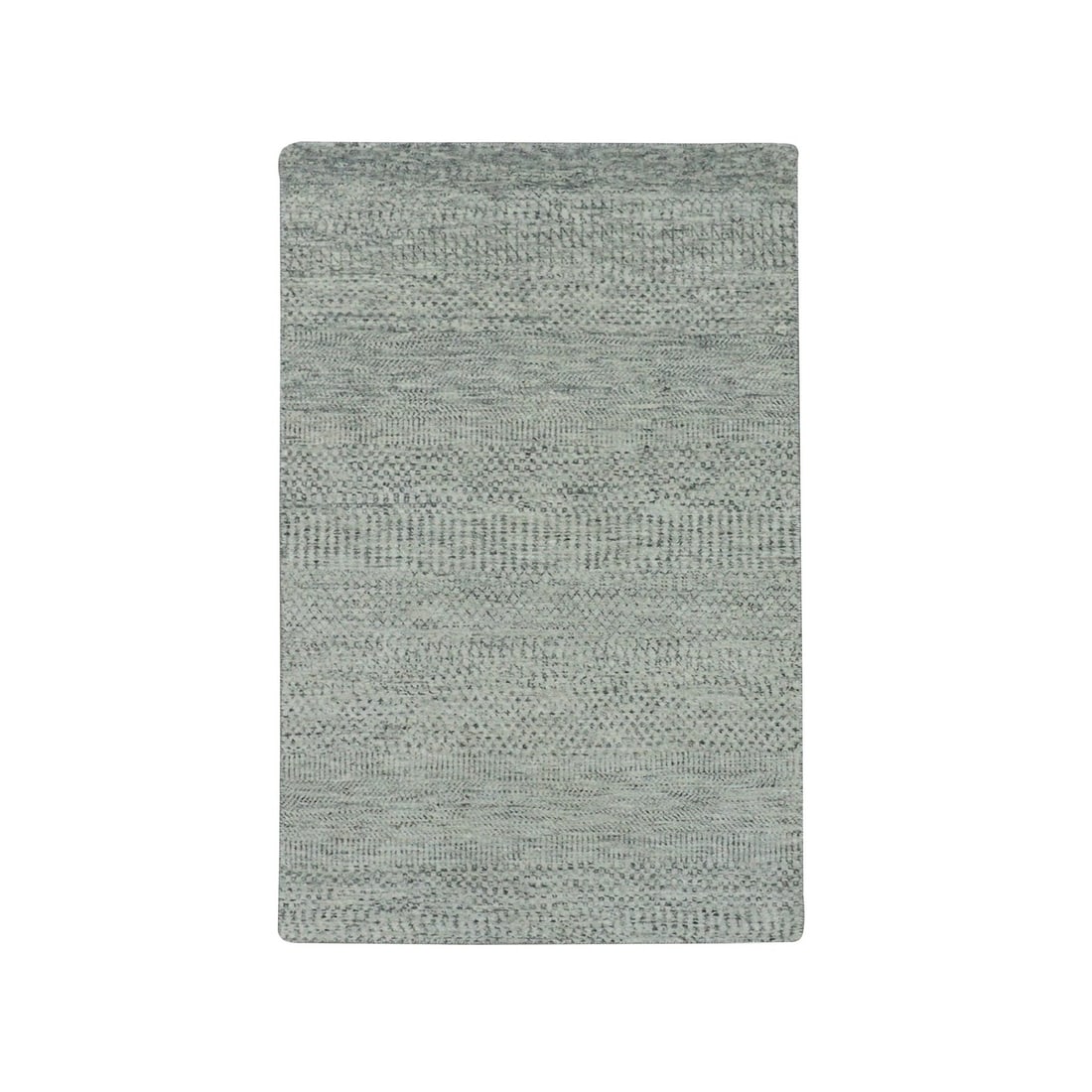3'x5'6" Medium Gray Hand Knotted Grass Design Undyed Wool Oriental Rug: 3'x5'6" Medium Gray Hand Knotted Grass Design Undyed Wool Oriental Rug This medium gray hand-knotted wool rug boasts a unique grass design, adding texture and visual interest to any room. Made from 10
