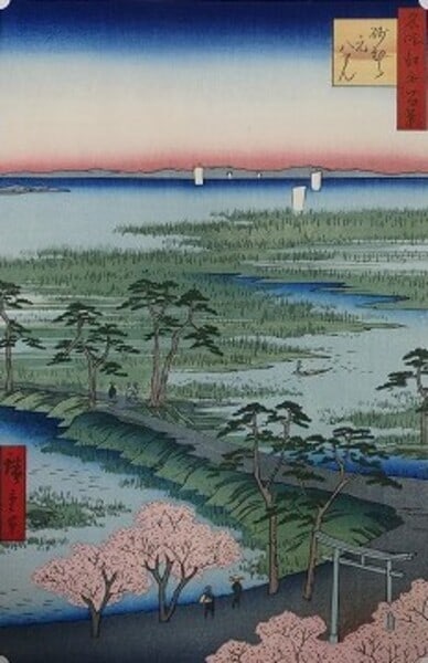 Hiroshige Sunamura Moto Hachiman 100 Famous Views of Edo Woodblock Print 2003: Hiroshige Sunamura Moto Hachiman 100 Famous Views of Edo Woodblock Print 2003 Item Specifics: Artist: Utagawa Hiroshige I Subject: Ukiyo-e Landscape Material: Paper Style: Japanese Size: 340 x 220 cm 
