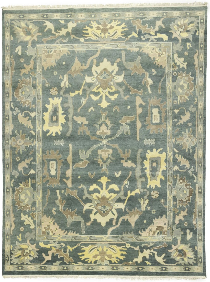 Muted Colors Floral Oushak Chobi Hand-Knotted Oriental Rug Decor Carpet 9X12 Ft Hand-Knotted: Muted Colors Floral Oushak Chobi Hand-Knotted Oriental Rug Decor Carpet 9X12 Ft Hand-Knotted Muted colors in soothing shades of slate gray, beige, and buff come together in a beautiful floral pattern 