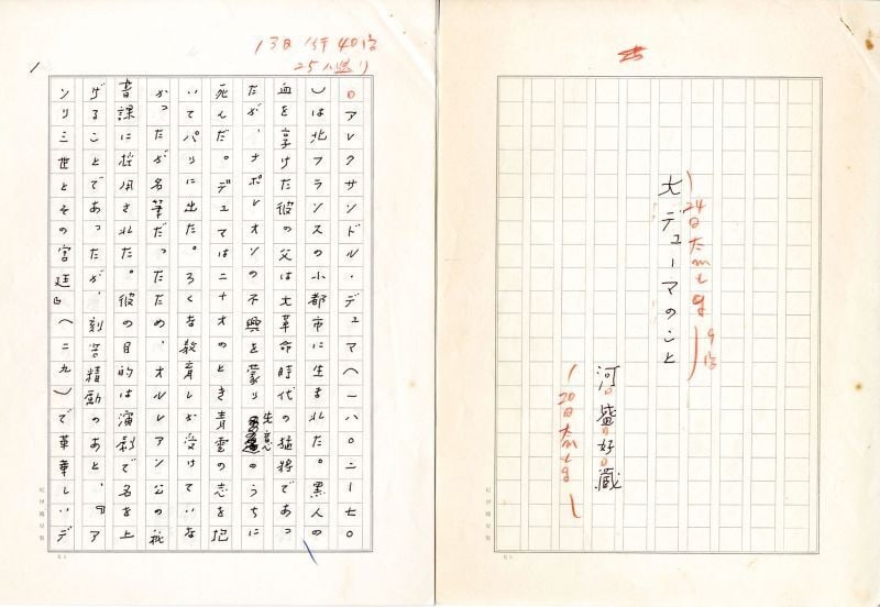 Yoshizo Kawamori Handwritten Manuscript Draft About Alexandre Dumas French Lit (1 of 1)