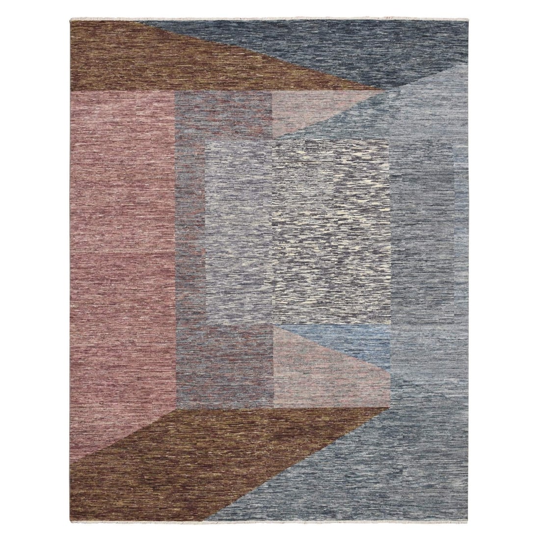 8'x10' Gray Bauhaus and Mid Century Inspired Hand Knotted Modern Wool Rug: 8'x10' Gray Bauhaus and Mid Century Inspired Hand Knotted Modern Wool Rug The 8'x10' Gray Bauhaus and Mid Century Inspired Hand Knotted Modern Wool Rug boasts a unique, multi-colored design that adds 