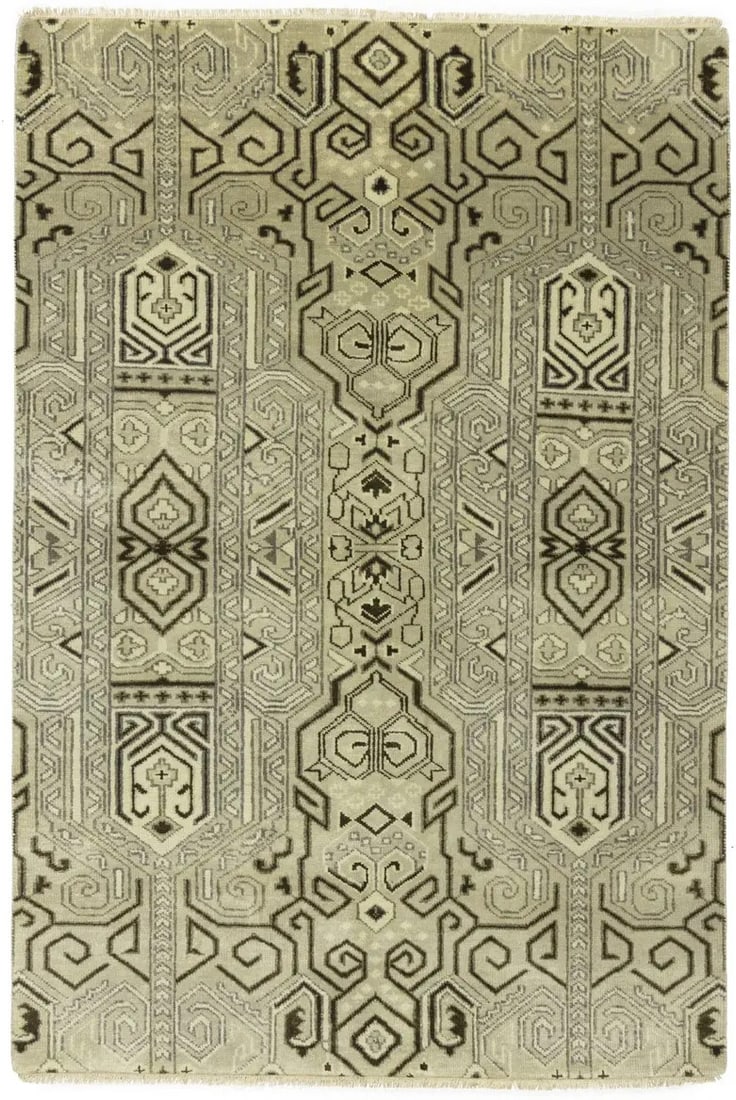 4X6 Contemporary Modern Rug Geometric Design Entryway & Bedroom Dcor Carpet Hand-Knotted (1 of 15)