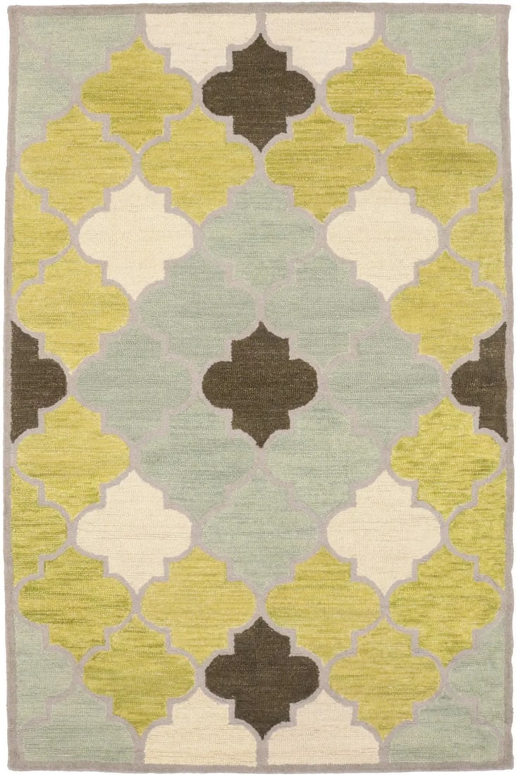 Hand-Tufted Modern Multicolored 5X8 Ft Trellis Wool Rug Home Decor Carpet Hand-Knotted: Hand-Tufted Modern Multicolored 5X8 Ft Trellis Wool Rug Home Decor Carpet Hand-Knotted Hand-tufted in vibrant multicolored wool, this modern trellis rug boasts a unique and eye-catching design. Measur