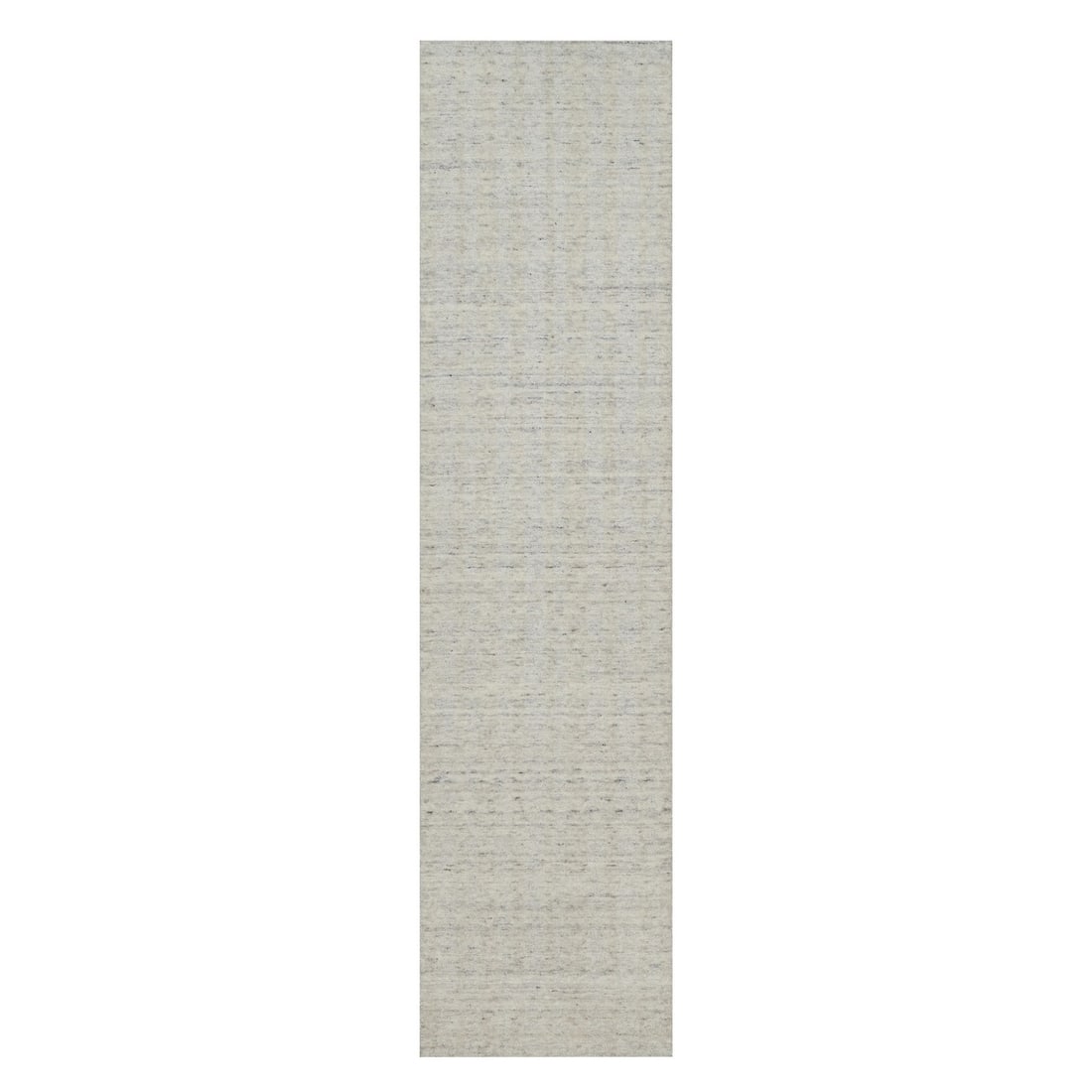 2'6"x10' Ivory Vertical Stripes Design Pure Wool Hand Loomed Runner Rug: 2'6"x10' Ivory Vertical Stripes Design Pure Wool Hand Loomed Runner Rug Modern and elegant, this hand loomed wool runner rug boasts a striking ivory vertical stripes design. Made from pure wool, its p