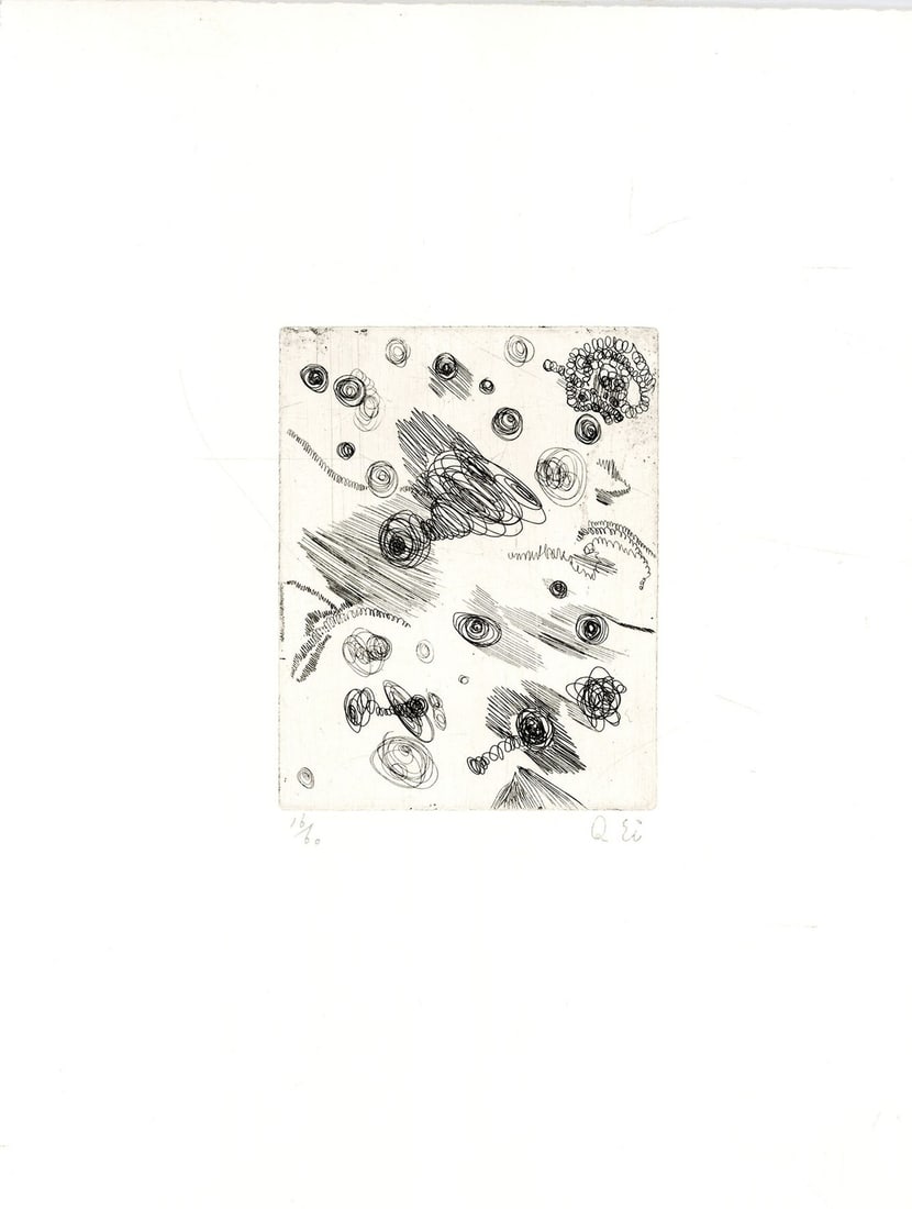 Ei Q Work 83 Copperplate Etching Print SCALE V Japanese Avant Garde Signed (1 of 4)