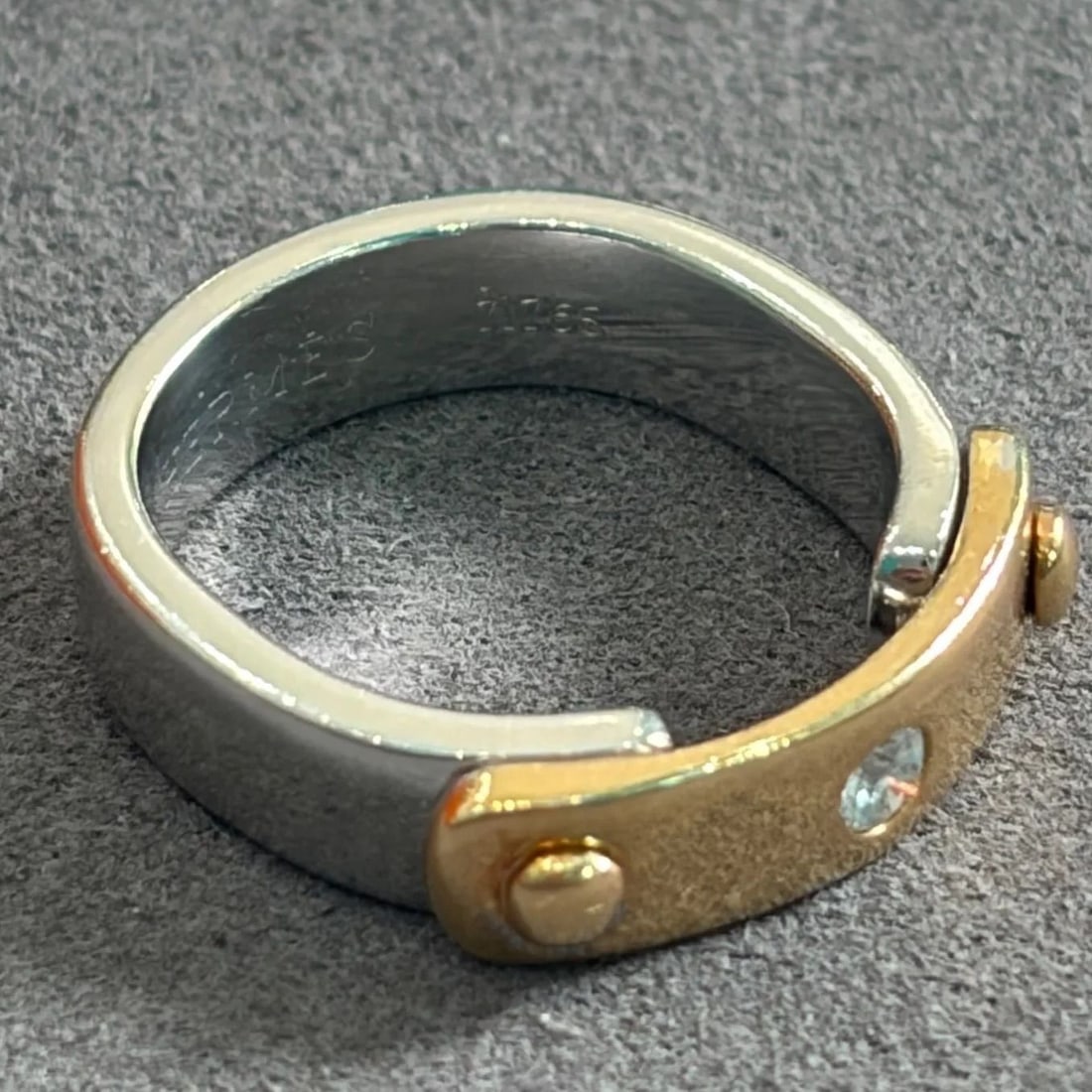 Hermes Vintage Diamond 18k Yellow White Two Tone Gold Band Ring NO BOX: Hermes Vintage Diamond 18k Yellow White Two Tone Gold Band Ring NO BOX Item Specifics: Shape: Round Main Stone Creation: Natural Occasion: Anniversary Birthday Christmas Engagement Graduation Mother's