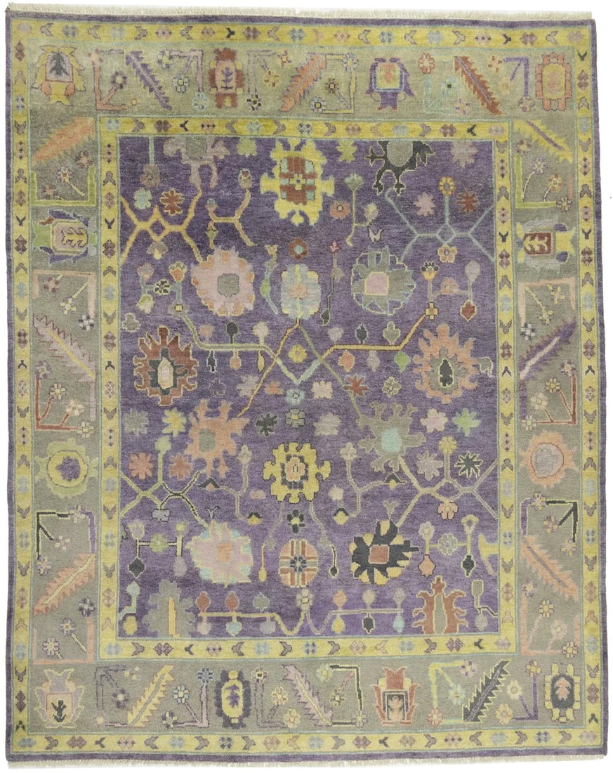 Hand-Knotted Muted Oushak Rug Colorfast Oriental Kids Room Decor Carpet 8X10 Ft Hand-Knotted: Hand-Knotted Muted Oushak Rug Colorfast Oriental Kids Room Decor Carpet 8X10 Ft Hand-Knotted Hand-knotted with precision, this 8x10 ft Muted Oushak rug boasts a stunning floral pattern in muted colors