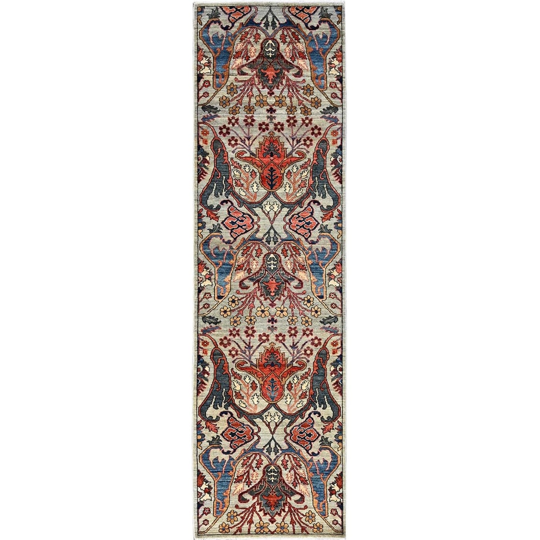 2'9"x9'10" Castle Gray Bijar Garus Design All Wool Hand Knotted Runner Rug: 2'9"x9'10" Castle Gray Bijar Garus Design All Wool Hand Knotted Runner Rug The Castle Gray Bijar Garus Design All Wool Hand Knotted Runner Rug boasts an all-over, intricate geometric pattern in rich g
