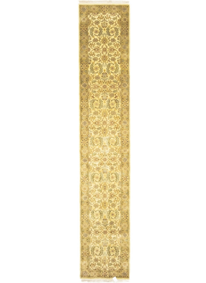 2'8 X 14'1 Agra Jaipur Wool Oriental Runner Rug Classic Floral Carpet 3X14 Ft Hand-Knotted: 2'8 X 14'1 Agra Jaipur Wool Oriental Runner Rug Classic Floral Carpet 3X14 Ft Hand-Knotted Hand-Knotted Wool Runner Rug with Classic Floral Pattern, measuring 2'8 x 14'1 feet in size. This beautifully