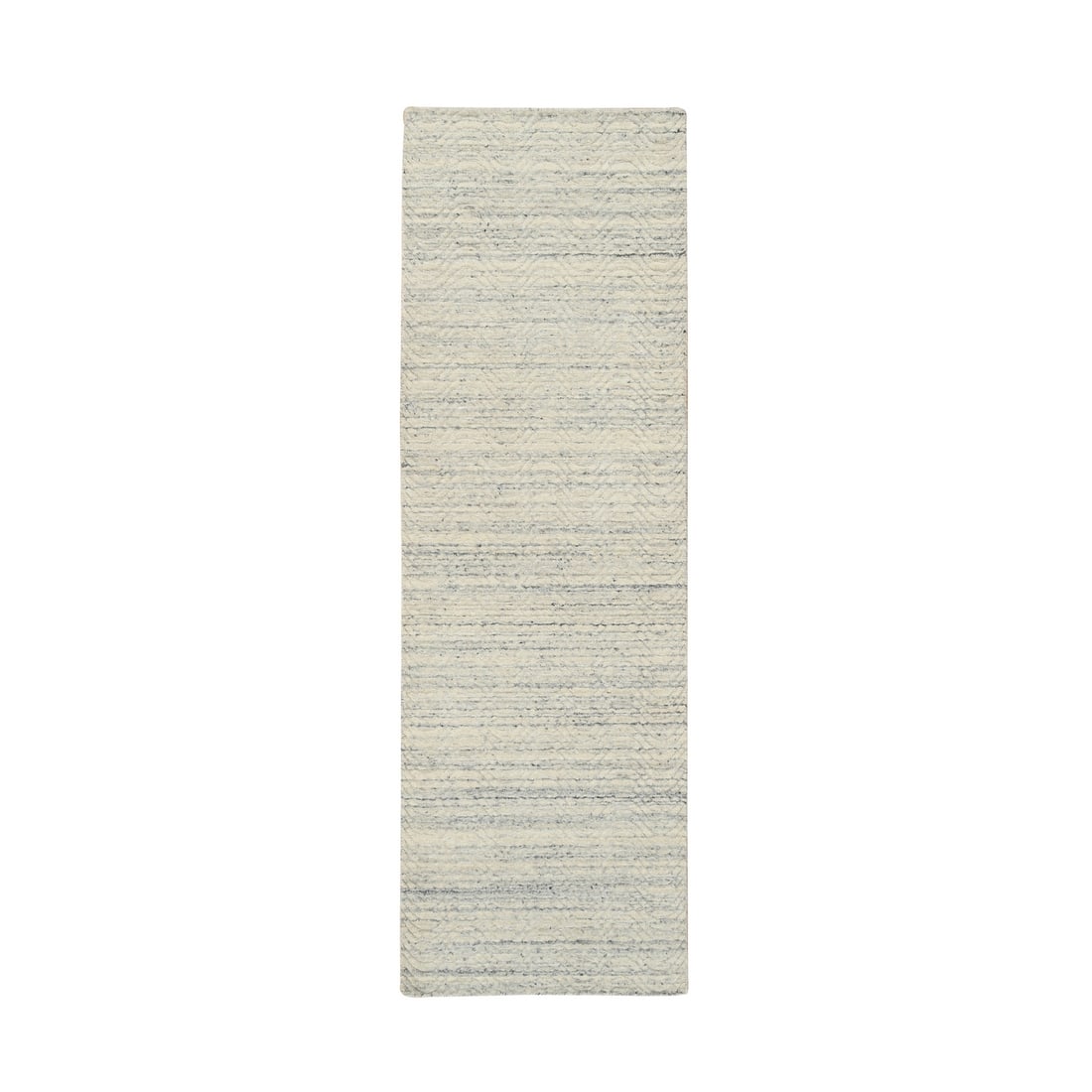 2'6"x7'10" Beige Hand Loomed Variegated Modern Design Wool Runner Rug (1 of 8)