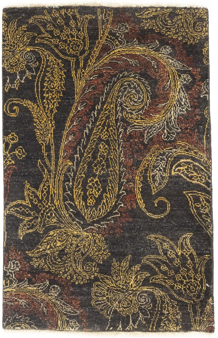 2X3 Ft Handmade Oriental Rug Paisley Floral Design Wool Carpet Small Size Decor Hand-Knotted: 2X3 Ft Handmade Oriental Rug Paisley Floral Design Wool Carpet Small Size Decor Hand-Knotted Hand-knotted in wool, this small 2'0 x 3'1 ft Oriental rug boasts a stunning floral paisley design. Made wi