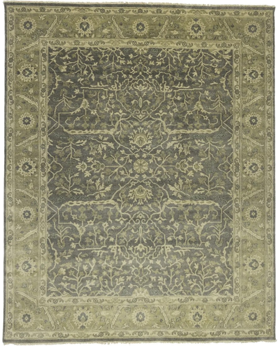 Muted Wool Transitional Floral 8X10 Chobi Peshawar Oriental Rug Handmade Carpet Hand-Knotted: Muted Wool Transitional Floral 8X10 Chobi Peshawar Oriental Rug Handmade Carpet Hand-Knotted The Muted Wool Transitional Floral 8X10 Chobi Peshawar Oriental Rug is a stunning, hand-knotted masterpiece