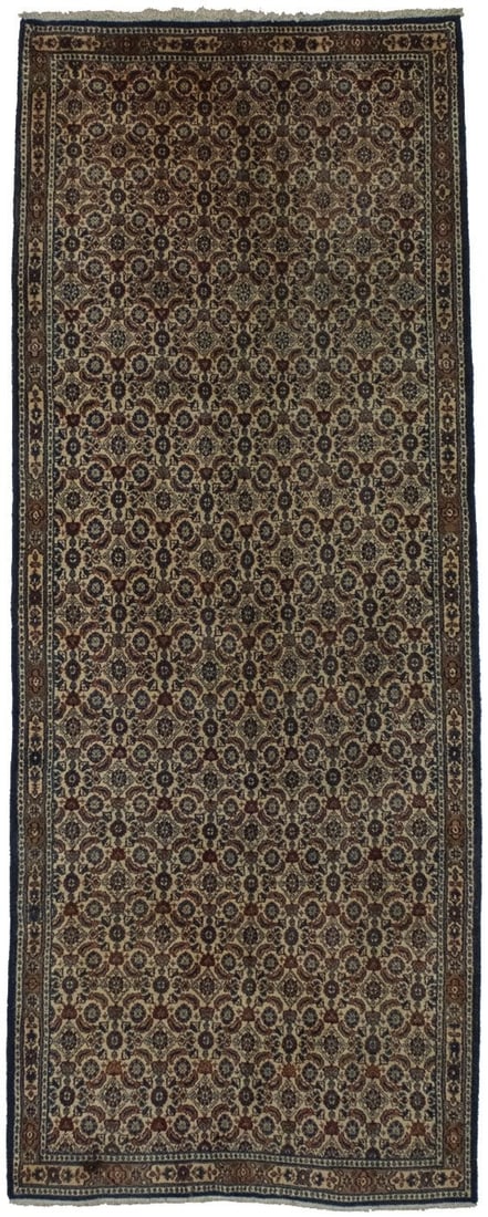3'4X8'5 Rare Handmade Oriental Runner Rug Allover Design Perfect Home Decor Hand-Knotted: 3'4X8'5 Rare Handmade Oriental Runner Rug Allover Design Perfect Home Decor Hand-Knotted Hand-knotted in wool, this vintage oriental runner rug boasts an allover design featuring a rich blend of beige