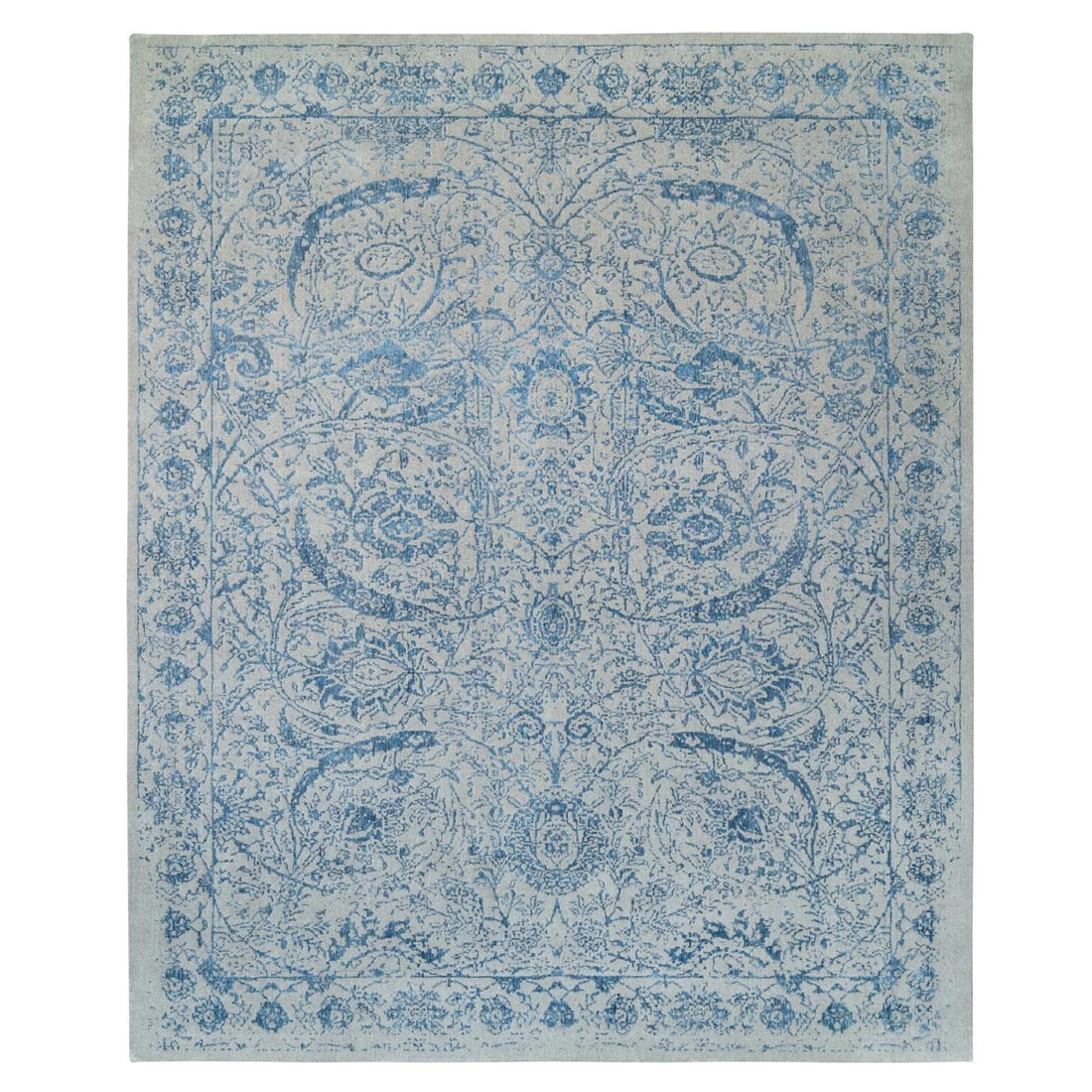 11'10"x15' Hand Loomed Gray Fine Jacquard Wool and Silk Oversized Rug (1 of 12)