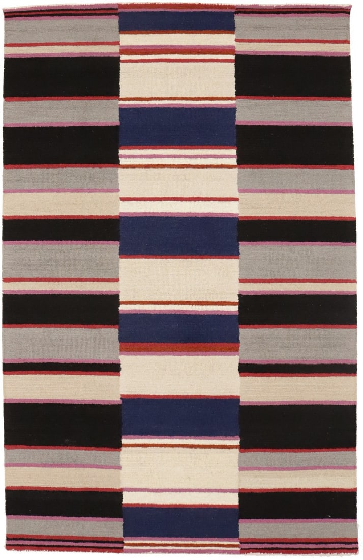 5X8 Hand-Tufted Multicolor Stripes Rug Modern Living Room Floor Decor Carpet Hand-Knotted: 5X8 Hand-Tufted Multicolor Stripes Rug Modern Living Room Floor Decor Carpet Hand-Knotted Hand-tufted in vibrant multicolor stripes, this 5'0 X 8'0 Ft wool rug boasts a modern design that adds a touch