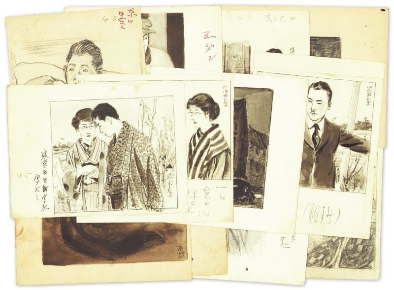 30 Original Illustration Sketches by Ito Shinsui Japanese Art Manuscript (1 of 4)