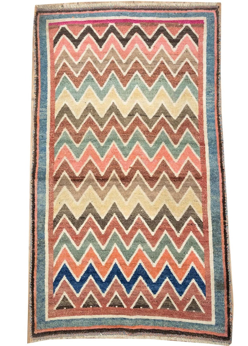 Vintage Distressed Tribal Striped Wool Oriental Rug Entryway Carpet 4X7 Ft Hand-Knotted: Vintage Distressed Tribal Striped Wool Oriental Rug Entryway Carpet 4X7 Ft Hand-Knotted Hand-knotted in traditional wool, this vintage distressed tribal striped rug boasts a unique multicolored design