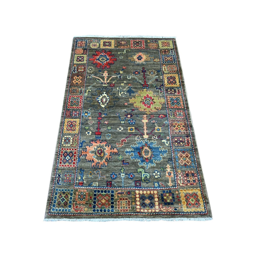 3'1"x4'10" Gray Peshawar with Ziegler Mahal Design Wool Hand Knotted Rug (1 of 6)
