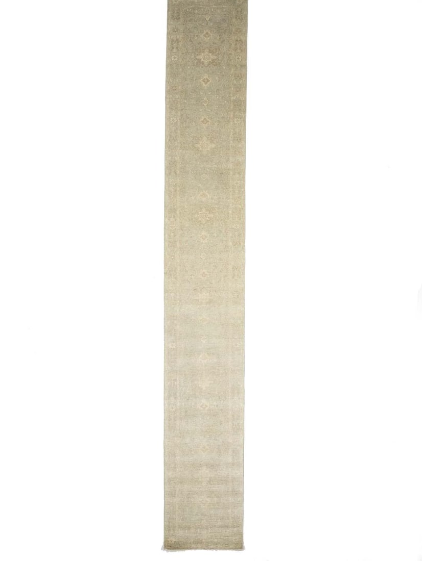 2'7X17'11 Handmade Oriental Runner Rug Muted Aqua Blue Floral Hallway Decor Hand-Knotted: 2'7X17'11 Handmade Oriental Runner Rug Muted Aqua Blue Floral Hallway Decor Hand-Knotted Hand-knotted in wool, this 2'7 x 17'11 Oriental runner rug boasts a stunning floral pattern in muted aqua blue 