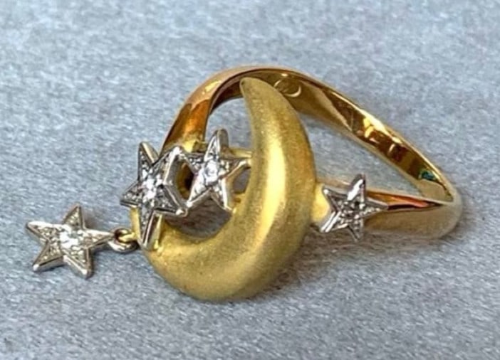 Nobuko Ishikawa Moon Star 18k Gold 900 Platinum Ring US 7.75 EU56 (1 of 10)