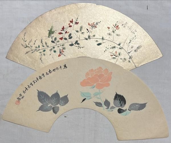 Ito Shinsui 2 Japanese Woodblock Prints Fan Shaped Senmen ga Shin hanga Art (1 of 1)