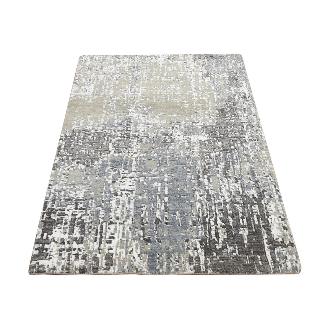 3'x5' Blue Abstract Design Zoroastrian Knot Denser Weave Oriental Rug: 3'x5' Blue Abstract Design Zoroastrian Knot Denser Weave Oriental Rug The Blue Abstract Design Zoroastrian Knot Denser Weave Oriental Rug boasts a striking blue abstract design, expertly woven in a ha