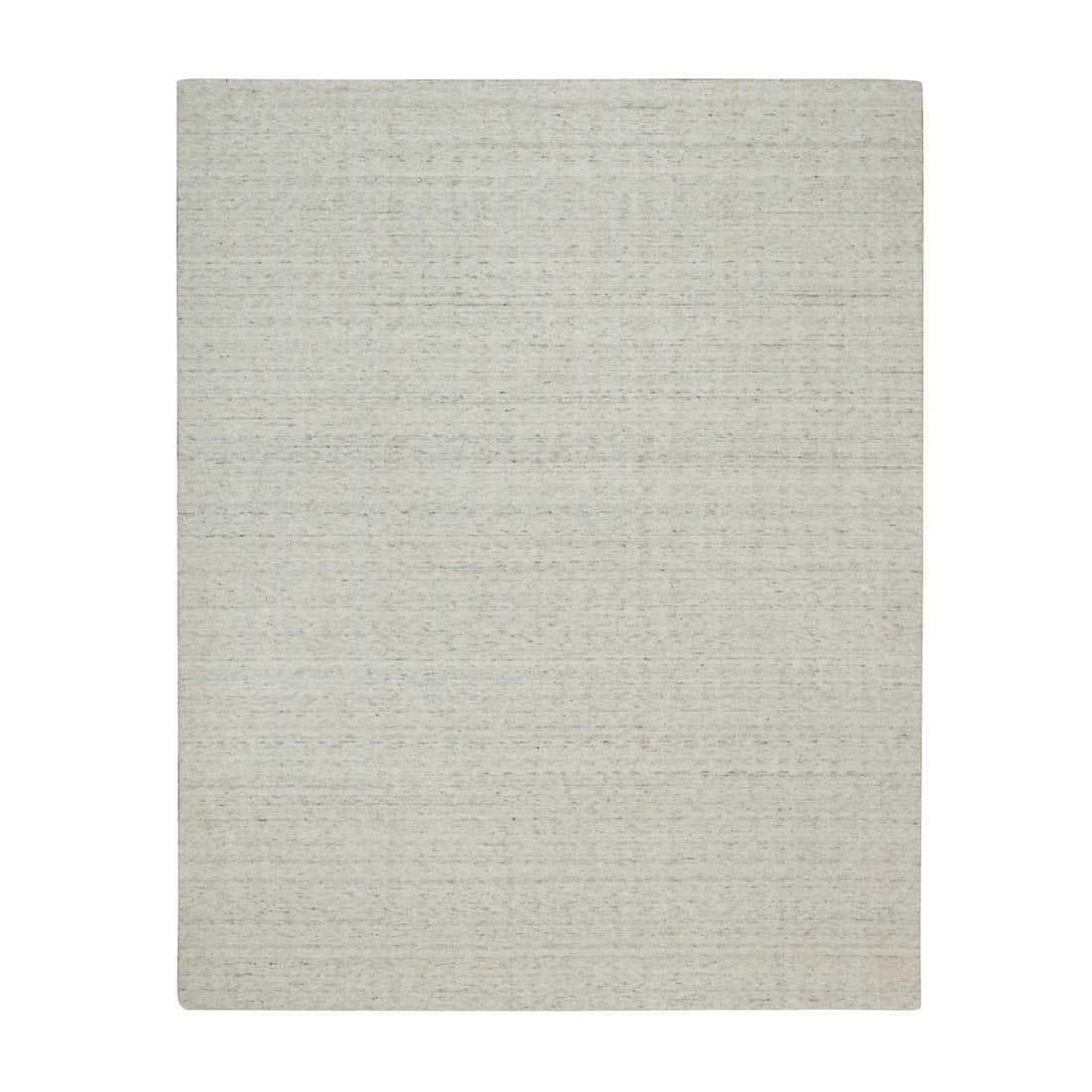 8'1"x10' Ivory Hand Loomed Vertical Stripes Design Natural Wool Rug (1 of 11)