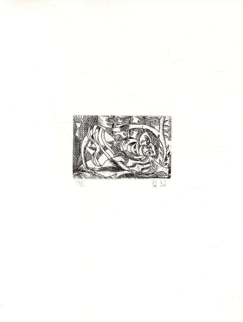 Ei Q Work 76 Copperplate Etching Print Modernist Art Limited Ed Stamp Signed: Ei Q Work 76 Copperplate Etching Print Modernist Art Limited Ed Stamp Signed Item Specifics: Artist: Ei-Q Subject: Abstract Modernism Material: Paper Ink (Copperplate Print) Style: Japanese Size: 5.7 