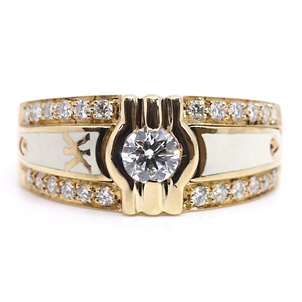 Korloff White Enamel Diamond 0.53ct 18k Yellow Gold Band Ring US 8.5 EU 57.5: Korloff White Enamel Diamond 0.53ct 18k Yellow Gold Band Ring US 8.5 EU 57.5 Item Specifics: Shape: Round Occasion: Anniversary Birthday Christening Christmas Engagement Graduation Mother's Day Valent