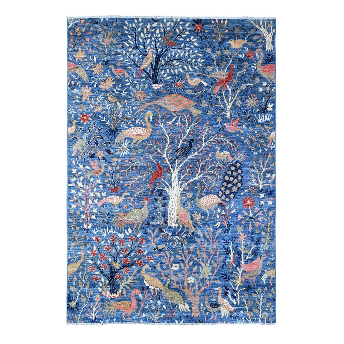 6'x8'9" Dodger Blue Hand Knotted Wool Abrash Afghan Peshawar Oriental Rug: 6'x8'9" Dodger Blue Hand Knotted Wool Abrash Afghan Peshawar Oriental Rug Dodger Blue Hand Knotted Wool Abrash Afghan Peshawar Oriental Rug measures 5'11" x 8'9" in a stunning Dodger Blue color, chara