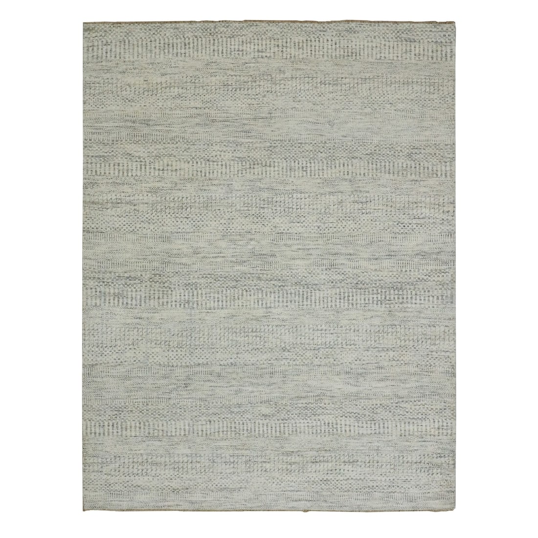 5'4"x7'1" Egret White Hand Knotted Modern Grass Design Wool Oriental Rug: 5'4"x7'1" Egret White Hand Knotted Modern Grass Design Wool Oriental Rug The Egret White Hand Knotted Modern Grass Design Wool Oriental Rug boasts a striking ivory color and intricate hand-knotted woo