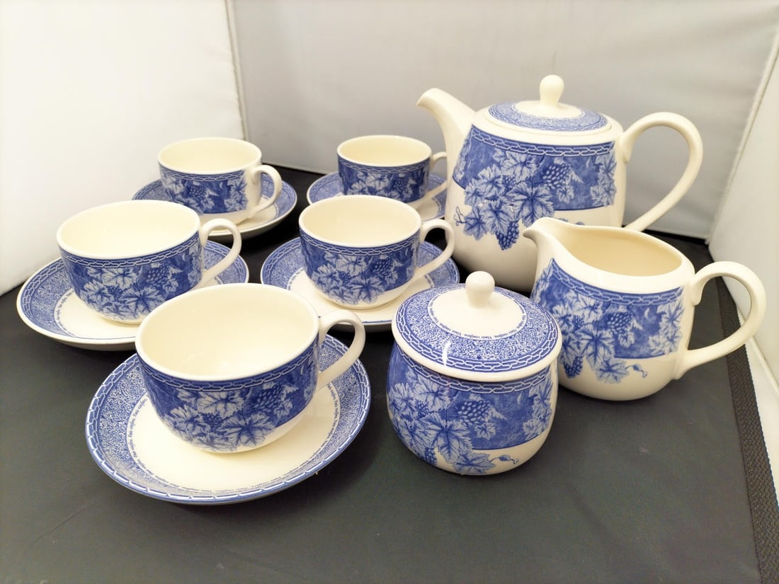 HOME VINTAGE BLUE WEDGWOOD Tea set Of 8 Bone China England Collectible (1 of 10)