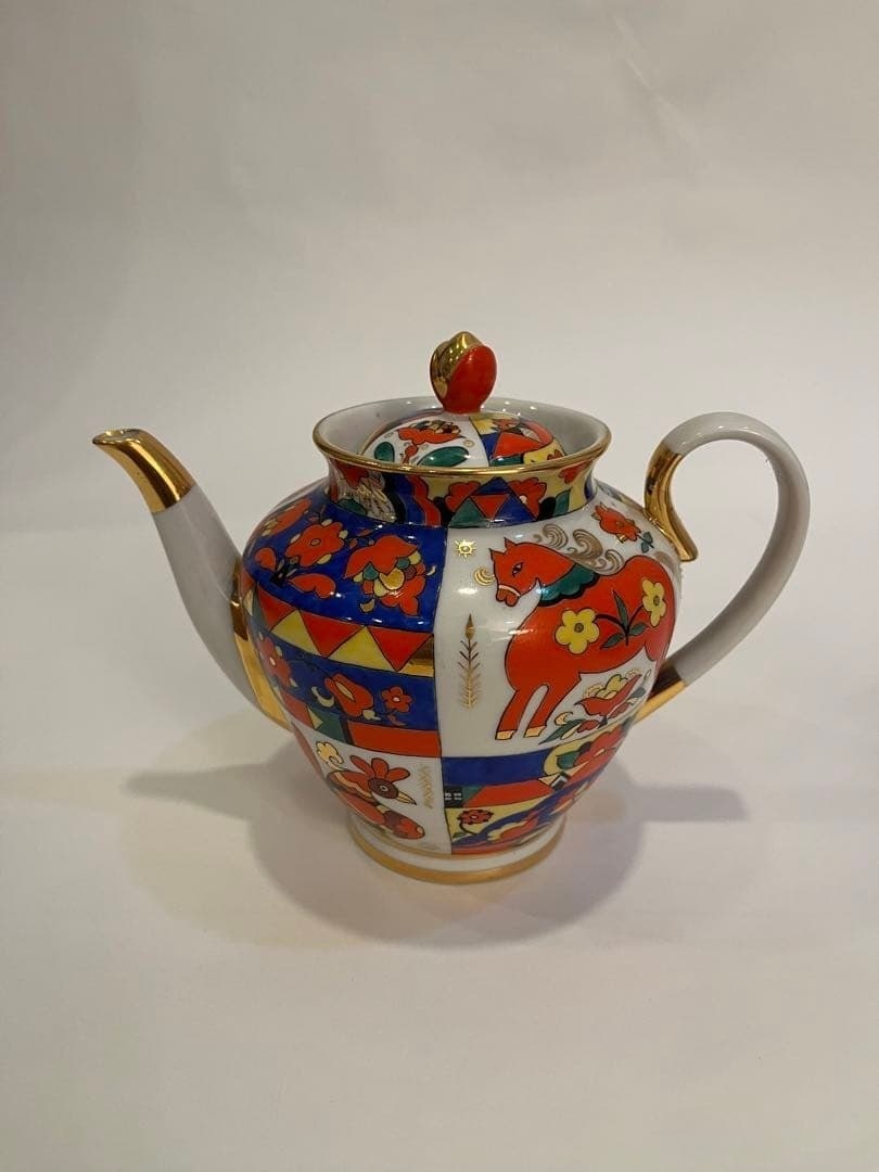 Vintage Collectible Porcelain Teapot Rare USSR Lomonosov Fornasetti Style Art (1 of 7)