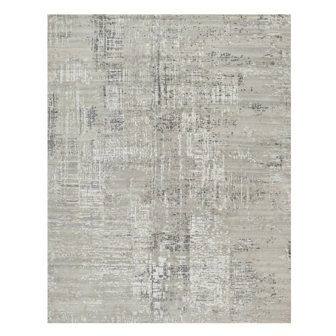 8'x10'2" Gray Hand Knotted Modern Hand Spun Undyed Natural Wool Rug: 8'x10'2" Gray Hand Knotted Modern Hand Spun Undyed Natural Wool Rug This stunning 8'x10'2" gray hand-knotted modern hand-spun undyed natural wool rug boasts a unique, subtle color and intricate textur