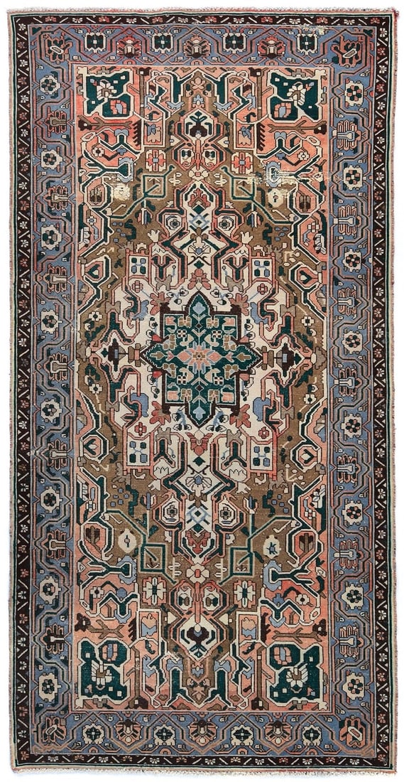 Semi-Antique 5X10 Hand-Knotted Oriental Rug Traditional Farmhouse Wool Carpet Hand-Knotted: Semi-Antique 5X10 Hand-Knotted Oriental Rug Traditional Farmhouse Wool Carpet Hand-Knotted Hand-knotted in traditional methods, this semi-antique 5'1" x 9'10" wool carpet boasts a unique floral patter