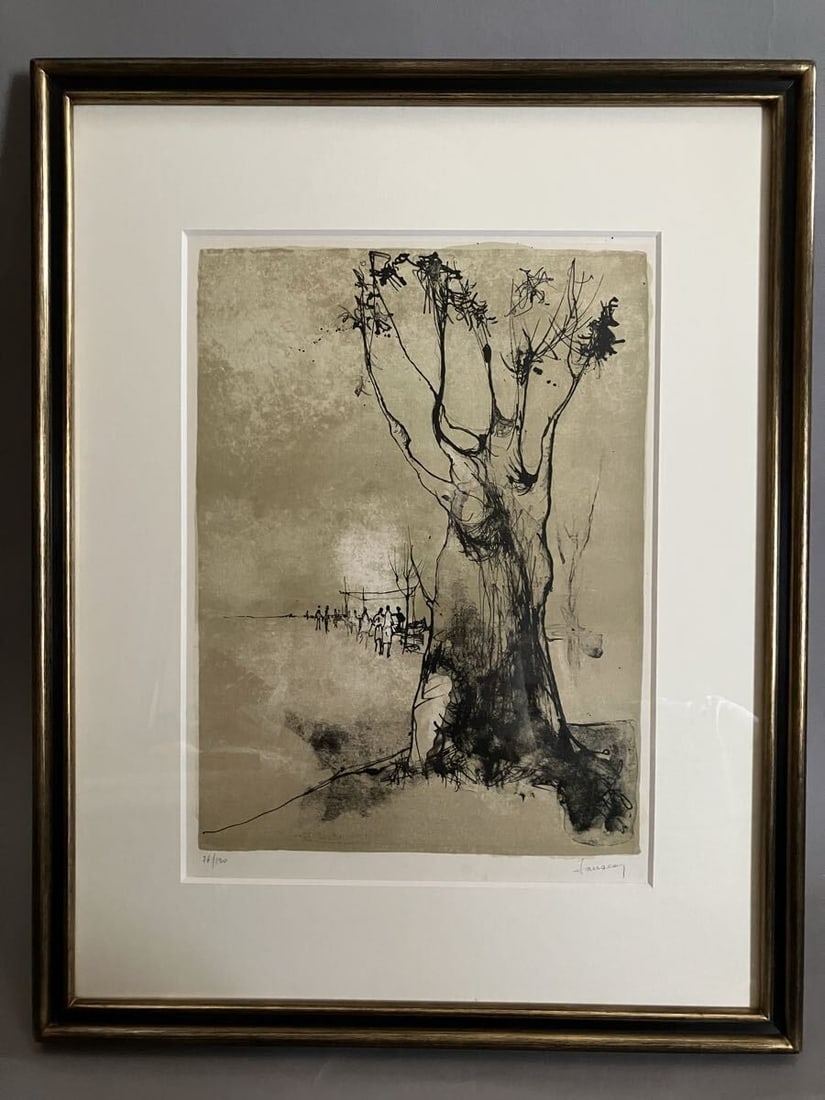 Jean Jansem Signed Authentic Lithograph Framed Landscape Arbre Armenie Ed (1 of 5)