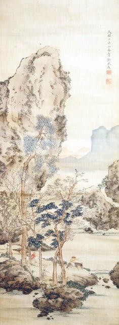 Japanese Hanging Autumn Scroll Nanga Painting Aoki Shukuya Antique: Japanese Hanging Autumn Scroll Nanga Painting Aoki Shukuya Antique Item Specifics: Artist: Aoki Shukuya Subject: Landscape (Autumn Mountain) Material: Ink and color on paper Style: Japanese Year Of Pr