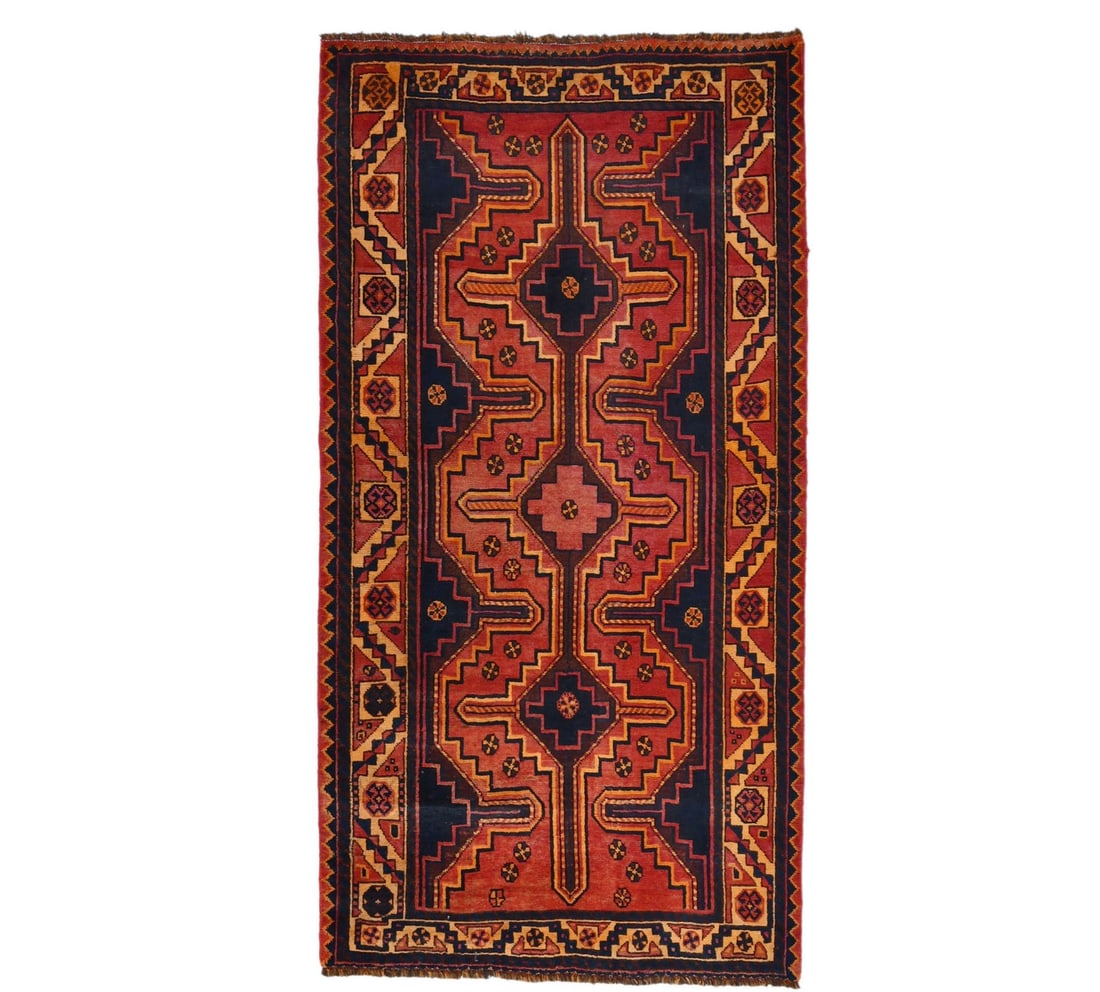 4X8 Handmade Geometric Tribal Wool Oriental Rug Farmhouse Boho Decor Carpet Hand-Knotted: 4X8 Handmade Geometric Tribal Wool Oriental Rug Farmhouse Boho Decor Carpet Hand-Knotted Hand-knotted with traditional techniques, this 40-50 year old Geometric Tribal Wool Oriental Rug boasts a uniqu
