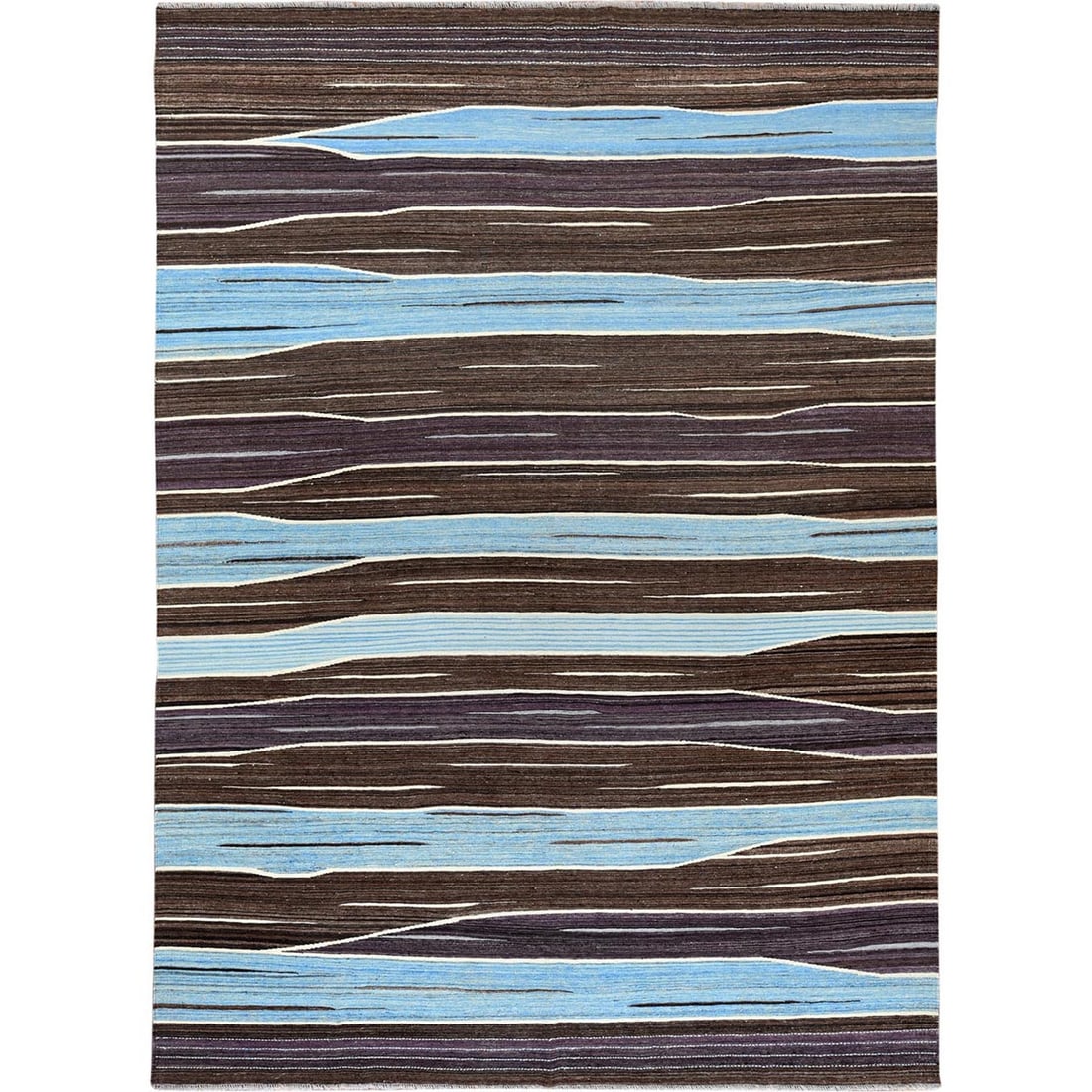 9'6"x12' Hand Woven Blue Mountain Design Flat Weave Kilim Reversible Rug: 9'6"x12' Hand Woven Blue Mountain Design Flat Weave Kilim Reversible Rug 9'6" x 12' Hand Woven Blue Mountain Design Flat Weave Kilim Reversible Rug - A stunning example of traditional Afghan craftsman
