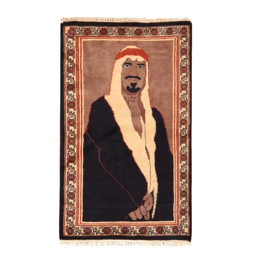 2'x3'6" Bole Brown Bokara, Pictorial Featuring an Arab Sheikh Wall Hanging (1 of 8)