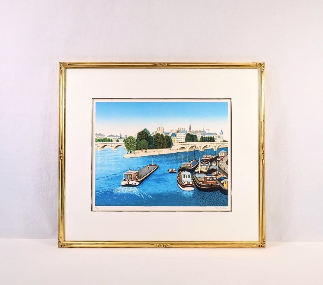Fanch Ledan Seine River Lithograph Signed Limited edition of 200 Framed Auth (1 of 10)