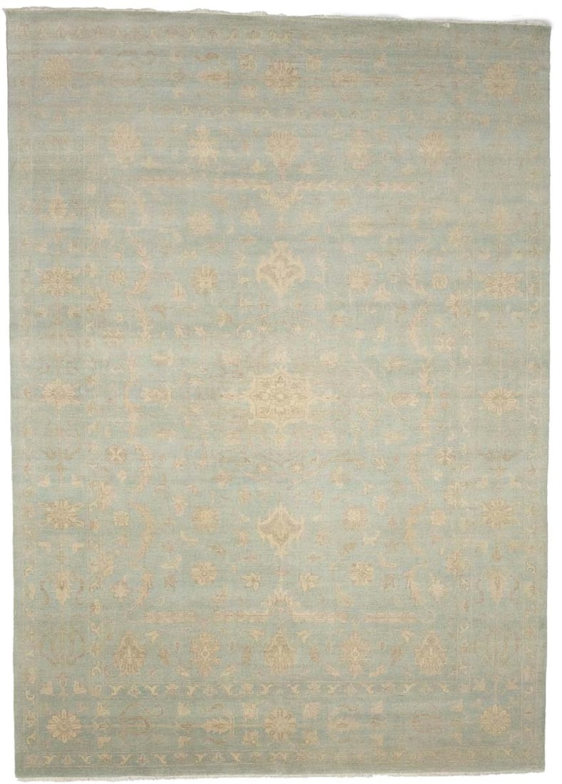 10X14 Ft Muted Aqua Blue Floral Handmade Oriental Rug Extra Large Decor Carpet Hand-Knotted (1 of 17)