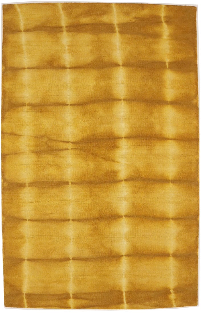 Hand-Tufted Modern Rug Gold Tie-Dye 5X8 Plush Wool Contemporary Decor Carpet Hand-Knotted: Hand-Tufted Modern Rug Gold Tie-Dye 5X8 Plush Wool Contemporary Decor Carpet Hand-Knotted Gold Tie-Dye Modern Rug. Hand-tufted in plush wool, this 5x8 foot area rug boasts a geometric pattern and high