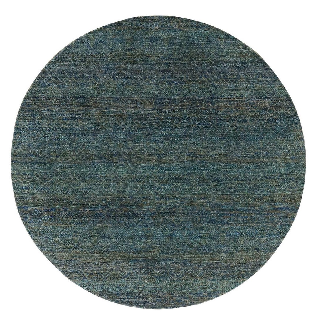 6'x6' Green Hand Knotted Kohinoor Herrita 100% Wool Round Oriental Rug: 6'x6' Green Hand Knotted Kohinoor Herrita 100% Wool Round Oriental Rug This stunning 6'x6' Green Herrita Hand Knotted Wool Round Oriental Rug boasts a vibrant green field color, intricately woven with