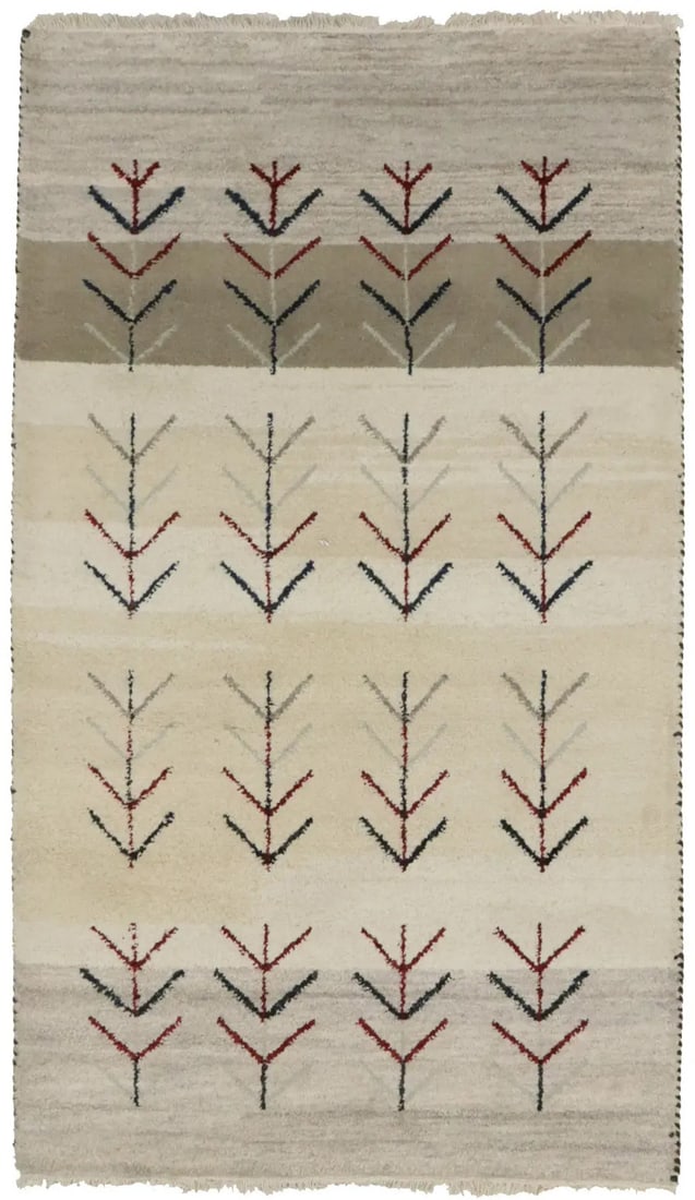 3X5 Ft Multicolor Striped Tribal Indo-Gabbeh Oriental Rug Small Entryway Carpet Hand-Knotted: 3X5 Ft Multicolor Striped Tribal Indo-Gabbeh Oriental Rug Small Entryway Carpet Hand-Knotted Striking multicolored stripes dance across this vibrant 3X5 ft hand-knotted wool rug, creating a modern tri