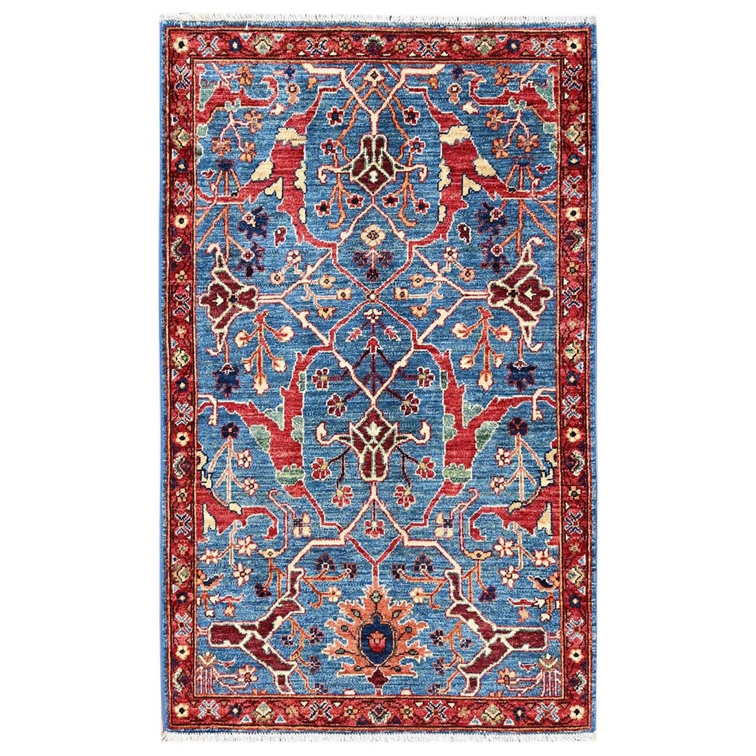 3'x4'10" Marlin Blue Bijar Garus Design High Mountain Wool Hand Knotted Rug: 3'x4'10" Marlin Blue Bijar Garus Design High Mountain Wool Hand Knotted Rug The Aryana type Marlin Blue Bijar Garus design rug boasts an all-over regional pattern in a stunning blue field, complemente