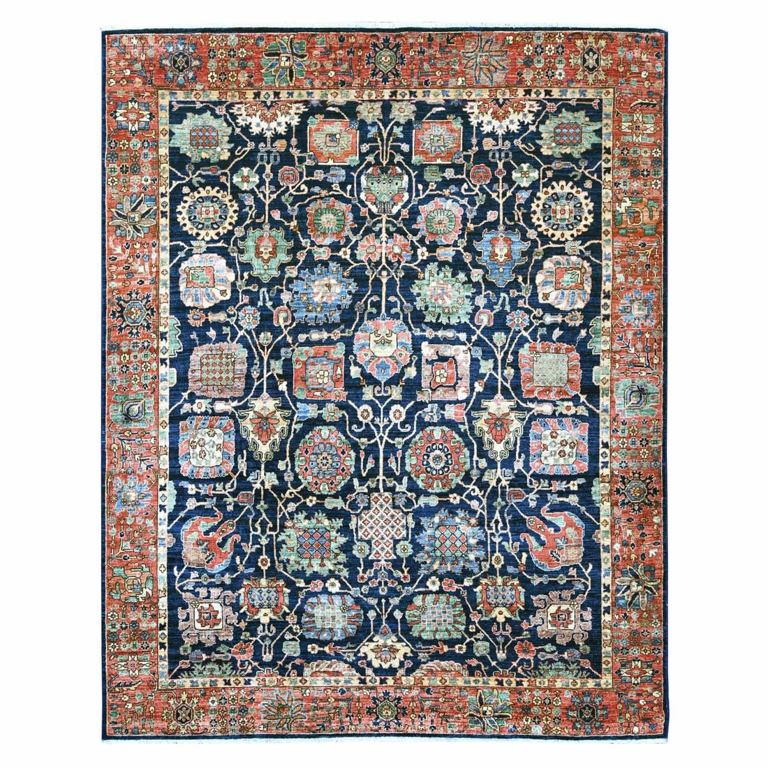 Blue Northwest All Over Design Zoroastrian Hand Knotted Wool Rug (1 of 11)