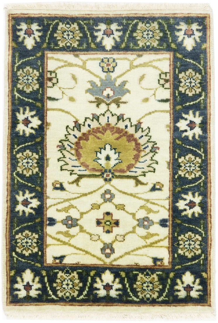 2X3 Small Osh Chobi Peshawar Rug Floral Oriental Carpet For Bathroom Bedroom Hand-Knotted: 2X3 Small Osh Chobi Peshawar Rug Floral Oriental Carpet For Bathroom Bedroom Hand-Knotted The 2'0 x 3'1 Small Osh Chobi Peshawar Rug features a stunning floral pattern in cream, dark teal, rusty red, 